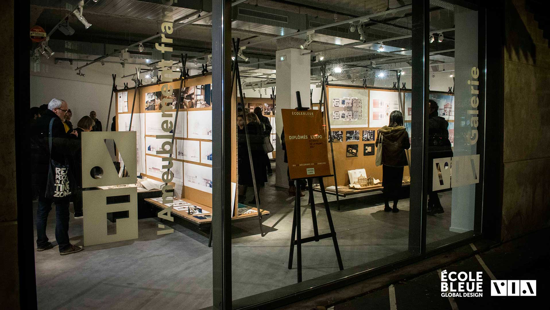 exposition au v.i.a des travaux d’étudiants en architecture d'intérieure diplôme design global 2017